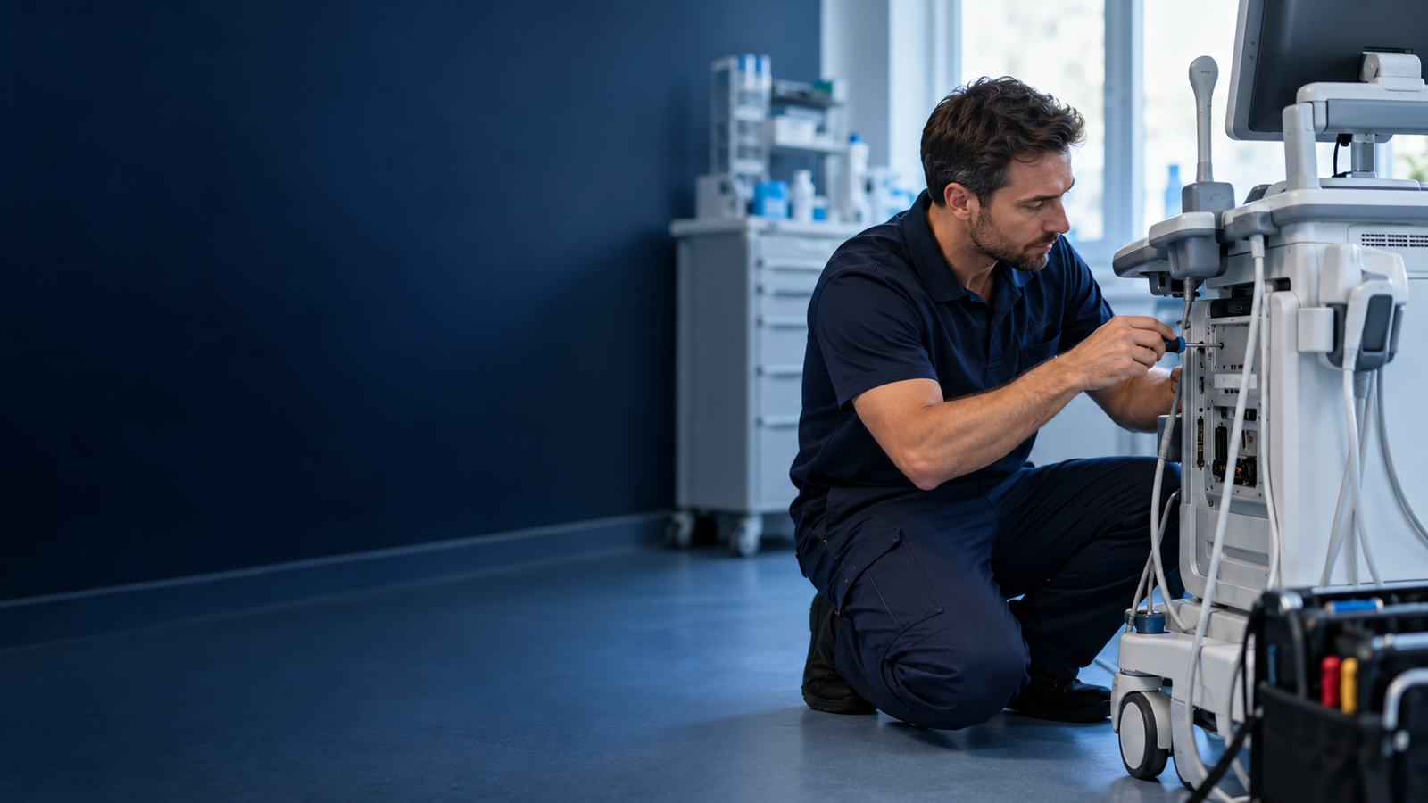 Technicien assurant le suivi d’un équipement médical